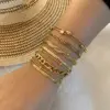 Wholesale PVD Coated 18K Gold Real Gold Plated Geometric Stainless Steel Simple Style Waterproof Non Tarnish 304 Stainless Steel Bracelets