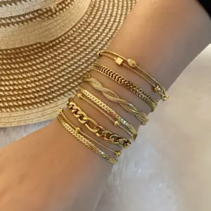 Wholesale PVD Coated 18K Gold Real Gold Plated Geometric Stainless Steel Simple Style Waterproof Non Tarnish 304 Stainless Steel Bracelets
