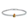 Wholesale Copper Rhodium Plated Simple Style Shiny Inlay Round Water Droplets Heart Shape Zircon Tennis Bracelet