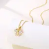 Wholesale Water Plating Vacuum Plating Real Gold Plated 18K Gold Four Leaf Clover Candy Fish 304 Stainless Steel Copper Retro Waterproof Non Tarnish Stainless Steel Pendant Necklace
