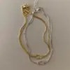 Vacuum Plating 18K Gold Plated Solid Color 304 Stainless Steel Snake Bones Chain Simple Style Plating 304 Stainless Steel Necklace