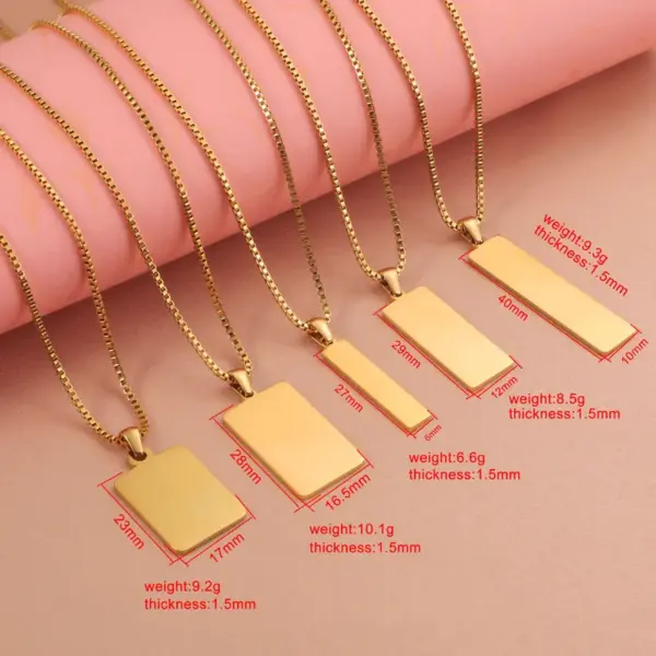 PVD Coated Real Gold Plated U Shape Customization Laser Engraving 304 Stainless Steel Simple Style Classic Waterproof Non Tarnish Pendant Necklace