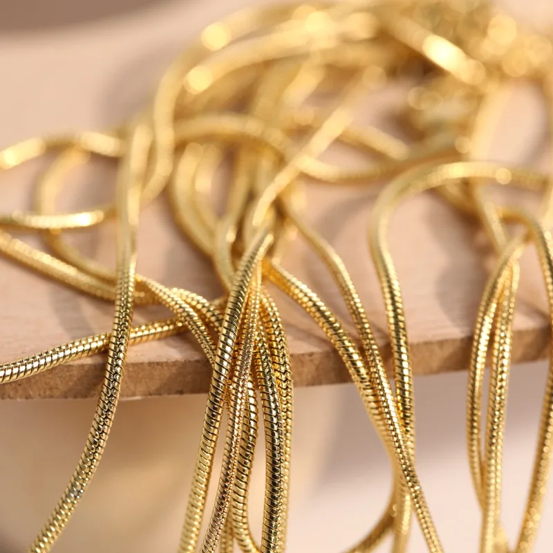Wholesale Simple Style Snake Chain Stainless Steel 18k Gold Plated Plain Chain Necklace