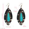 Wholesale Leopard Leather Earrings Distinctive Alloy Set with Big Turquoise Long Banquet Earrings