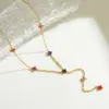 Wholesale Elegant Simple Gold Plated Stainless Steel Zircon Leaf Pendant Necklace For Women Casual Romantic Cute Female Style