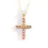 Copper Cross Electroplating Zircon Copper Plated Roman Style Enamel Plating Inlay Cable Chain Lobster Trigger Clasp Closure Pendant Necklace