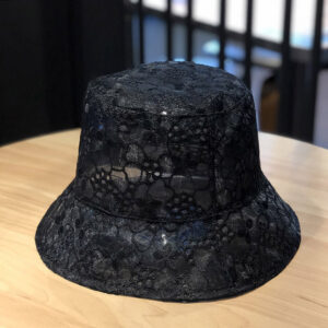Lace flower basin hat-Black / M（54-58cm）