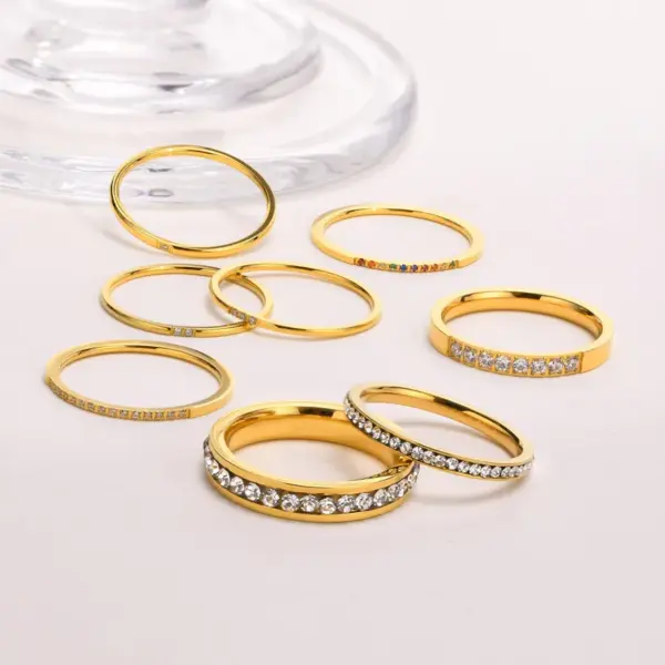 PVD Coated Real Gold Plated Circle 304 Stainless Steel Simple Style Waterproof Non Tarnish Rings
