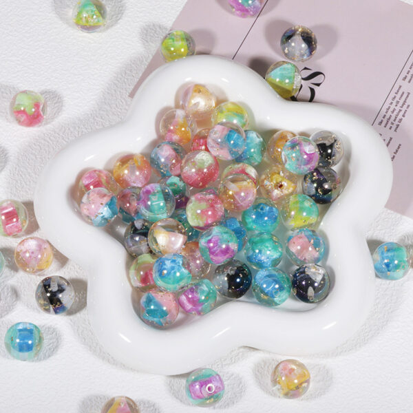 Wholesale Symphony Star Geometric Ball 16mm Resin Through-Hole Loose Beads DIY Mobile Phone Chain Beaded Pen Pendant Jewelry Accessories