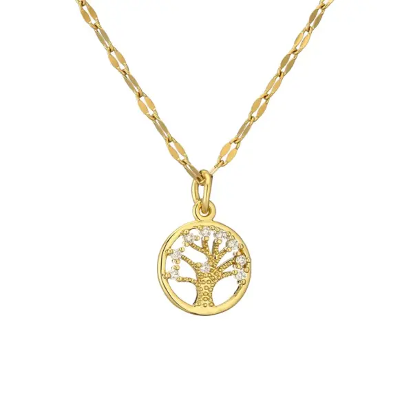 Wholesale PVD Coated Cross Tree Stainless Steel Copper Casual Simple Style Waterproof Non Tarnish Titanium Steel Pendant Necklace