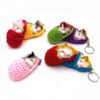 Wholesale Cute Sleeping Cat Keychain Slippers Cat Plush Bag Pendant Car Key Chain Artificial Animal Small Gift