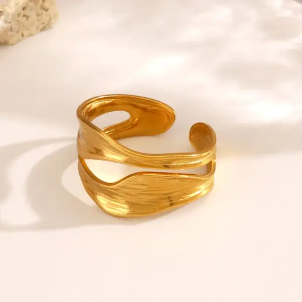 304 Stainless Steel Geometric Ion Plating (IP) 18K Gold Plated Hip-Hop Simple Style Classic Style Waterproof Non Tarnish Gold Silver Open Rings