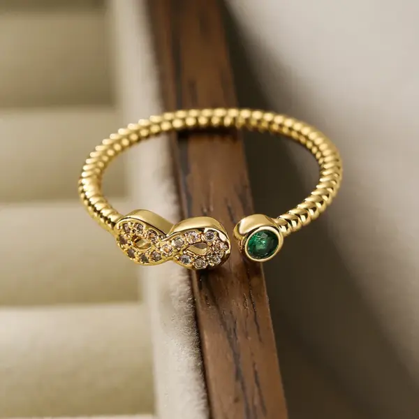 Copper Cross Infinity Heart Shape Electroplating Zircon 18K Real Gold Plated Simple Style Plating Inlay Gold Open Ring