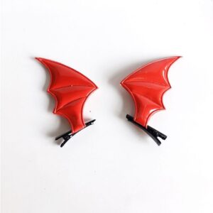 A pair of red devil wings hair clips