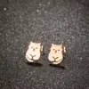 Wholesale PVD Coated 18K Gold Real Gold Plated Cat 304 Stainless Steel IG Style Simple Style Classic Style Waterproof Non Tarnish Ear Studs