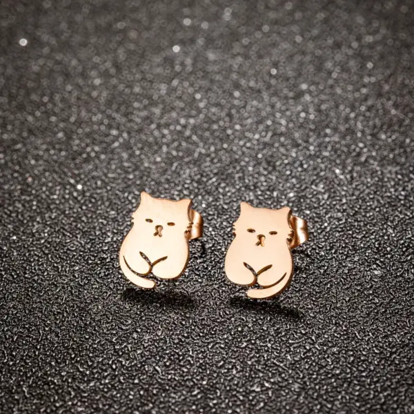 Wholesale PVD Coated 18K Gold Real Gold Plated Cat 304 Stainless Steel IG Style Simple Style Classic Style Waterproof Non Tarnish Ear Studs