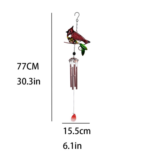 Wholesale Cross-border New Bird Metal Wind Bell Glass Painted Crafts Hanging Decorations Anti-Sat Waterproof Spray Paint Iron Pendant