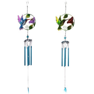 Wholesale Zegean Wind Chime Hummingbird Glass Painted Crafts Wind Chime Tube Pendant Courtyard Balcony Creative Gift Decoration