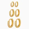 Wholesale 1 Pair Simple Style Geometric Round Inlaid Zircon Copper 18k Gold Plated Hoop Earrings