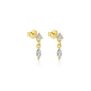 E4824-gold/pair of oval / 925 silver