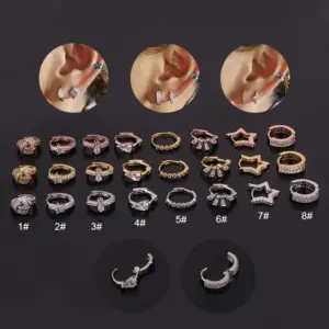Ear Cartilage Rings & Studs Geometric Copper Zircon