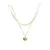 Wholesale Vacuum Plating Real Gold Plated 18K Gold Gold Plating Silver Plated Heart Shape 304 Stainless Steel Fashion Waterproof Non Tarnish Titanium Steel Layered Necklaces