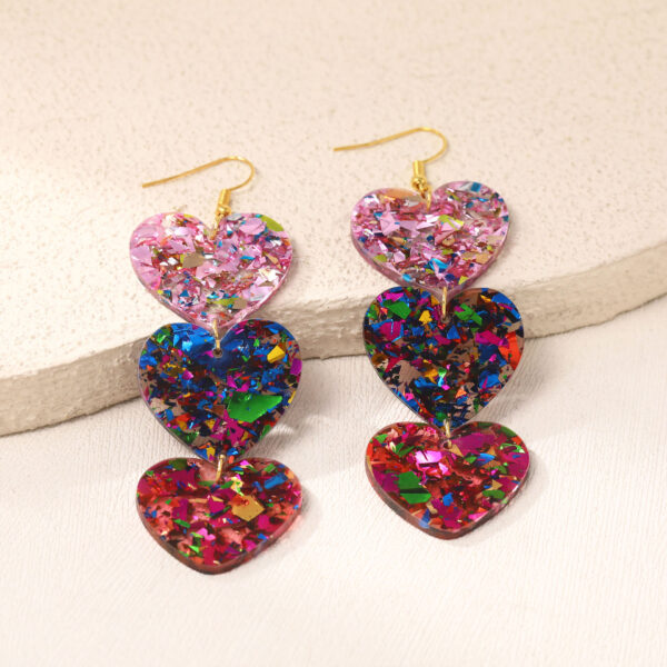 Wholesale Fully managed new eco-friendly acrylic earrings European and American fashion Valentine's Day love stitching earrings factory direct