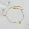 Wholesale 304 Stainless Steel Geometric PVD Coated Rhinestones 18K Real Gold Plated Princess Cute Artistic Waterproof Non Tarnish Inlay Anklet