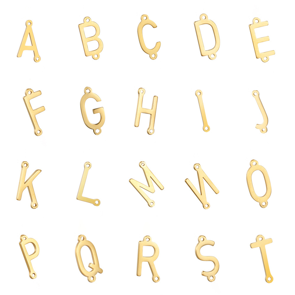 Wholesale Factory wholesale sply direct fashion personality trend diy jewelry 26 letters gold and down hole stainless steel pendant