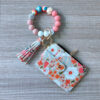 Wholesale Bracelet Keychain Card Bag Pu Flower Wallet Keychains