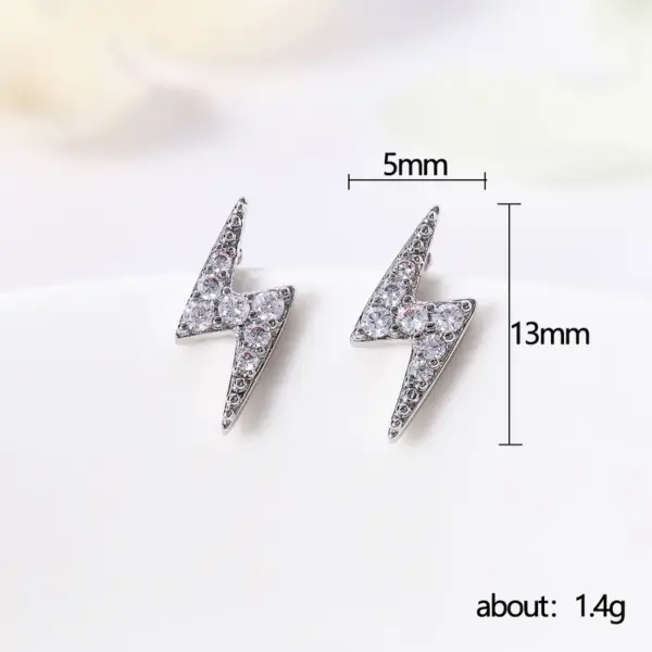 Wholesale Simple Mini Lightning Zircon Female Simple Stud Copper Earrings Wholesale