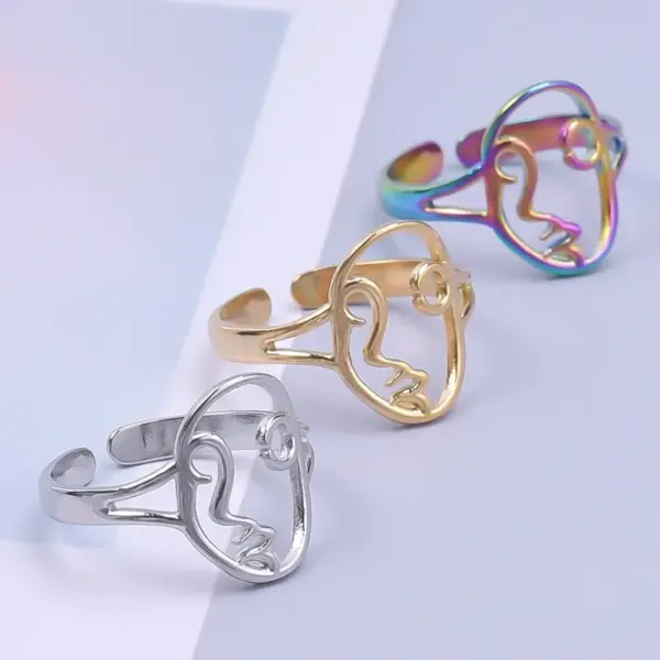 oly-7bb23db23fbfe42fe99ab714fc541987 Wholesale PVD Coated Real Gold Plated 18K Gold Solid Color 304 Stainless Steel Simple Style Waterproof Non Tarnish Rings