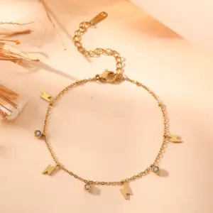 Q206 Lightning Diamond 316 Stainless Steel Anklet: 21 5cm