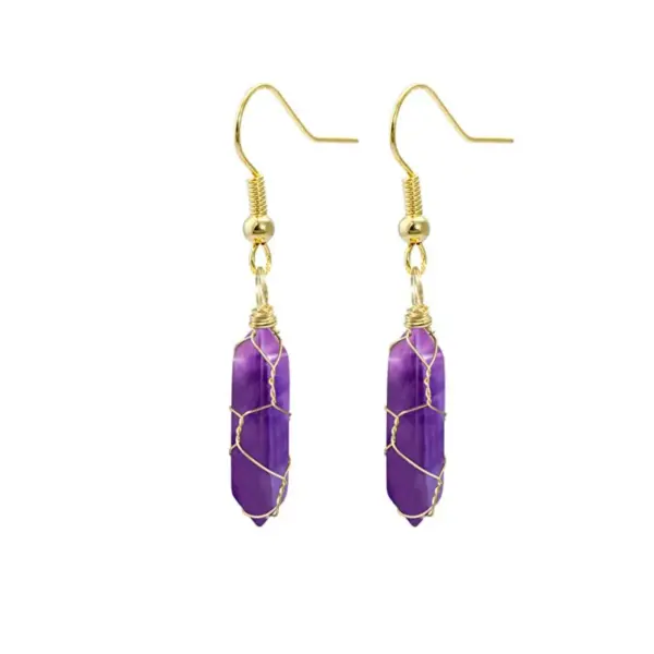 Wholesale 1 Pair Casual Simple Style Geometric Natural Stone Crystal Iron Drop Earrings