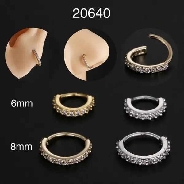 Simple Style Circle Copper Inlay Zircon Nose Ring Nose Pin