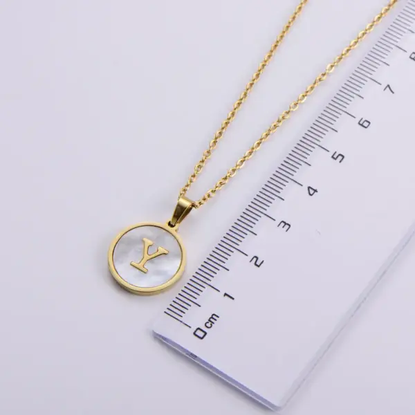 PVD Coated 18K Gold Plated Letter Shell Simple Style Waterproof Non Tarnish 304 Stainless Steel Pendant Necklace