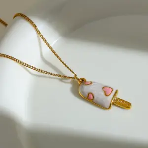 Pink - Length 39.5+5.5cm, Pendant 27.73*11.65mm