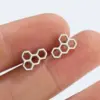 Wholesale PVD Coated 18K Gold Real Gold Plated Honeycomb 304 Stainless Steel Fashion Waterproof Non Tarnish Ear Studs