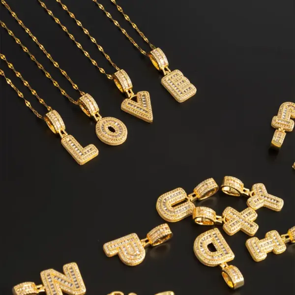 Wholesale Stainless Steel 18K Gold Plated Hip-Hop Simple Style Plating Inlay Letter Zircon Pendant Necklace