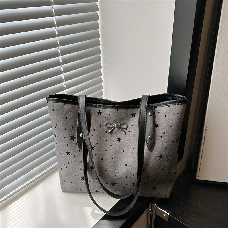 Wholesale lka Dot Printed Bow Tote Bag Trendy Large Capacity Casual Shoulder