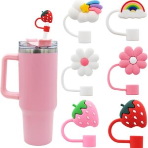 6 pcs Rainbow Flower strawberry / 10mm