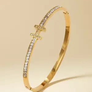 39-D-7 Gold H-shaped Diamond Bracelet