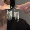 Wholesale Metal Cold Style Exaggerated Tassel Earrings European and American Design Sense Fashion Retro Earrings Personalized Light Luxury Long Earrings