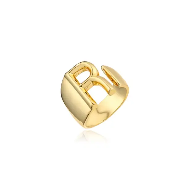 Wholesale New 18k Copper Gold-plated Alphabet Open Ring Nihaojewelry