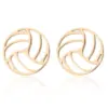 Wholesale PVD Coated 18K Gold Real Gold Plated Volleyball 201 Stainless Steel Fashion Korean Style Waterproof Non Tarnish Pendant Necklace Ear Studs
