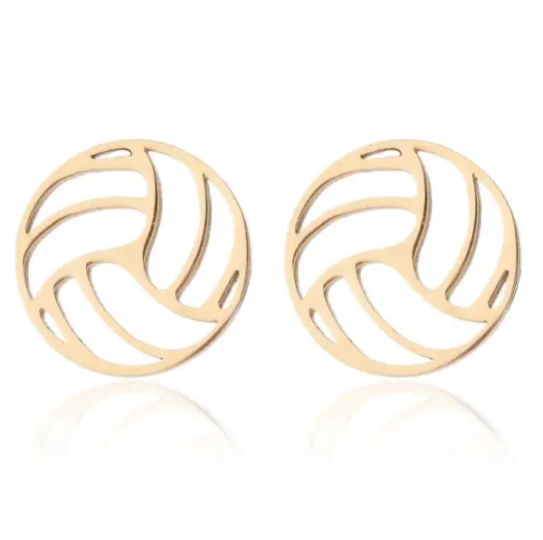 Wholesale PVD Coated 18K Gold Real Gold Plated Volleyball 201 Stainless Steel Fashion Korean Style Waterproof Non Tarnish Pendant Necklace Ear Studs