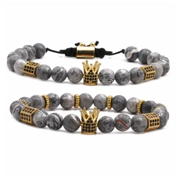 Wholesale Fashion Crown Copper Natural Stone Bracelet In Bulk