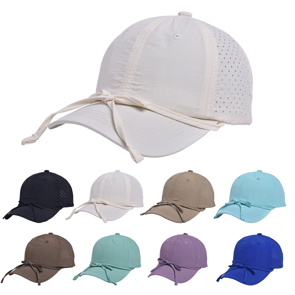 Wholesale Cross-border Spring and Summer New Thin Quick-ying Bow Cap Women's Sunshade Baseball Cap Big Head Showy Face Small Ins