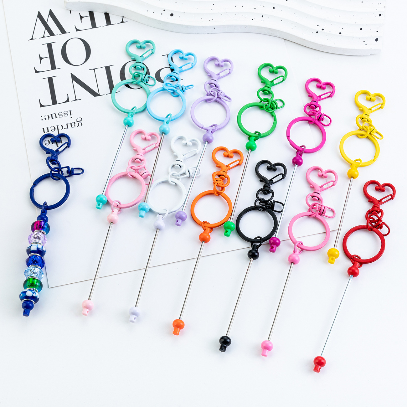 Wholesale DIY Beaded Heart Keychain Pendant nt Commemorative Small Gift Keychain Creative Lage Pendant Keychain