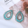 Wholesale Cross-border new double-layer water drop hollow pendant inlaid turquoise earrings female personality retro high quality Party earrings